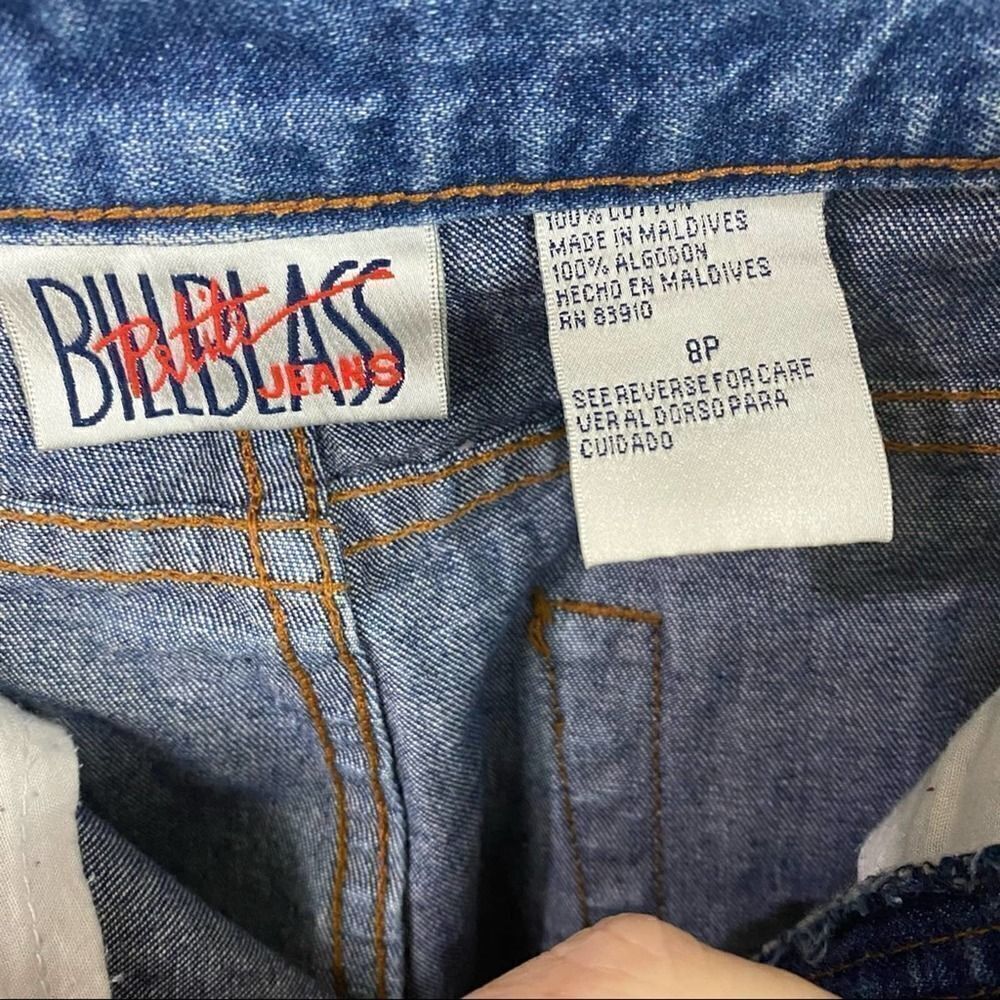 Vintage Bill Blass Flower Embroidered High Rise Blue Jeans Size 8 Petite — image 4 of 8